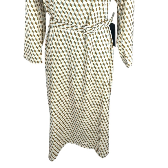 Tuckernuck NEW Tan Ocean Spray Geo Bex Long Sleeve Belted Midi Dress Size XXL - Picture 5 of 10